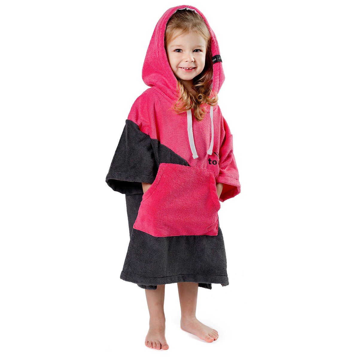 Children's surf poncho Double pink, 50 x 60 cm