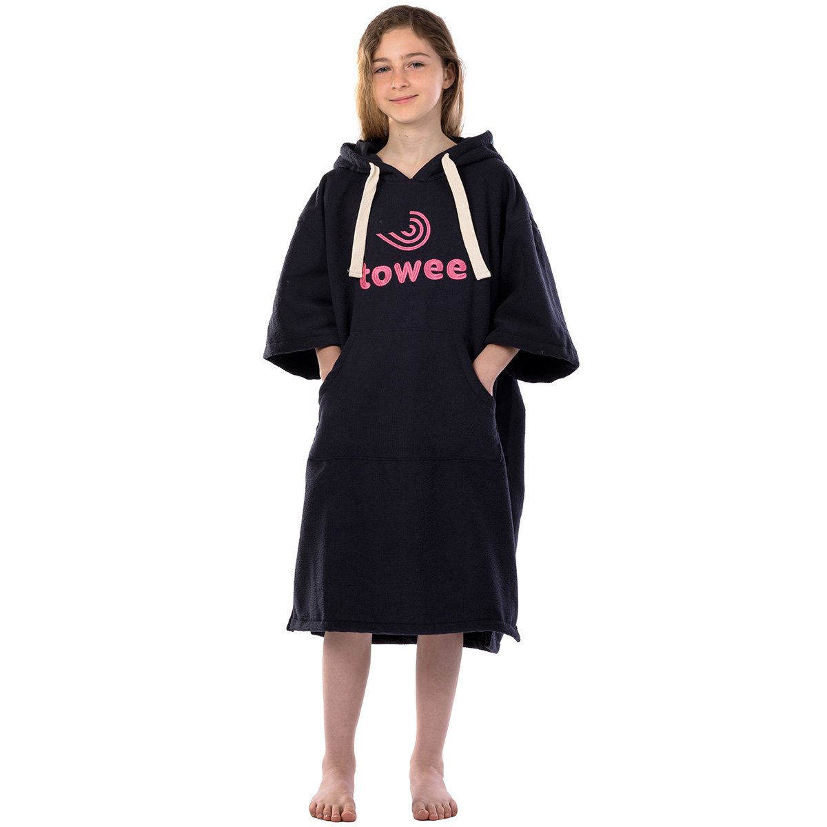 Teenager surf poncho Towee anthracite/pink, 60 x 90 cm