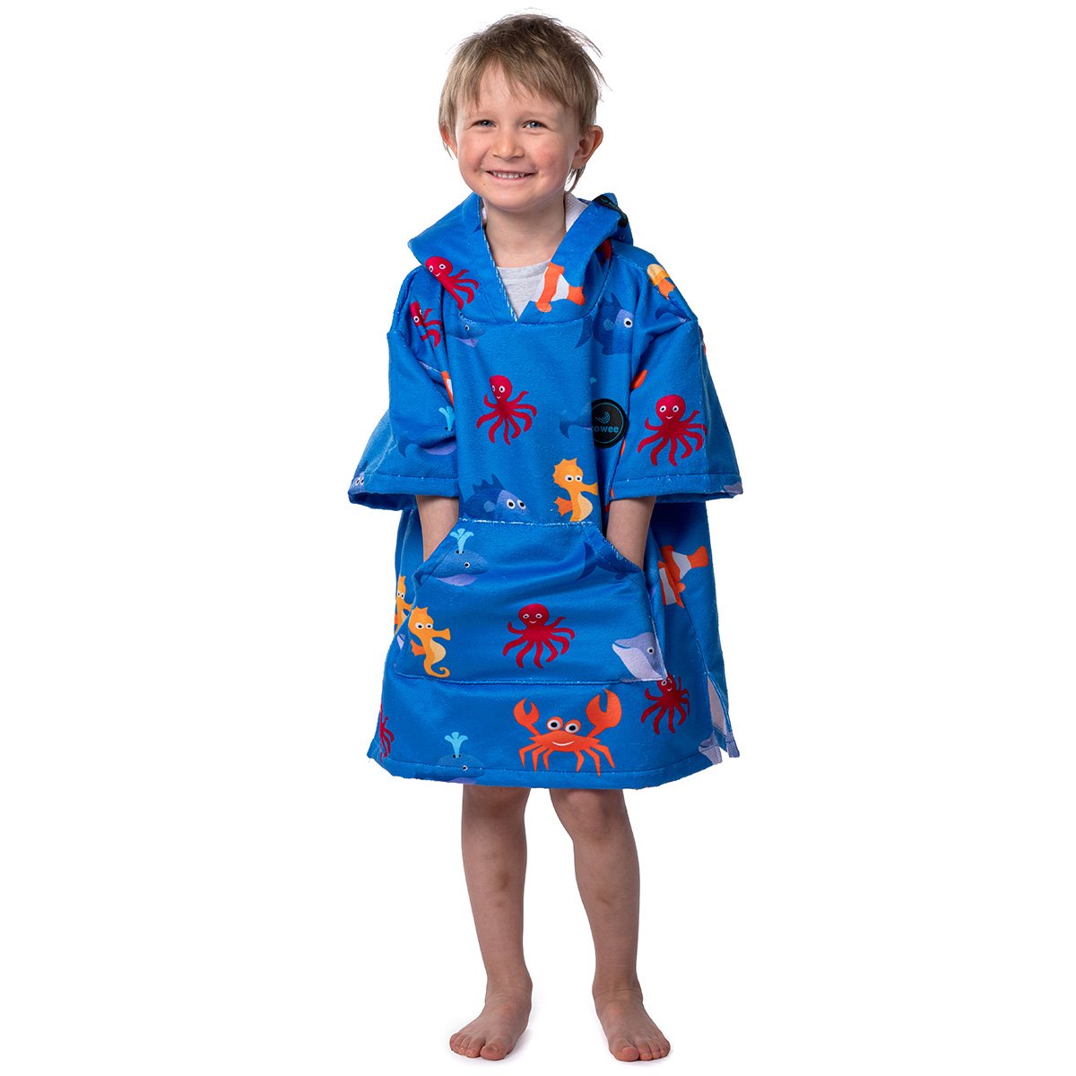 Children's surf poncho FISHEE blue, 50 x 60 cm